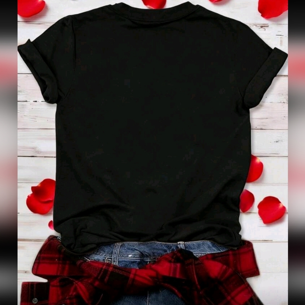 Black T-Shirt with Red Heart Design - Picture 3 of 3
